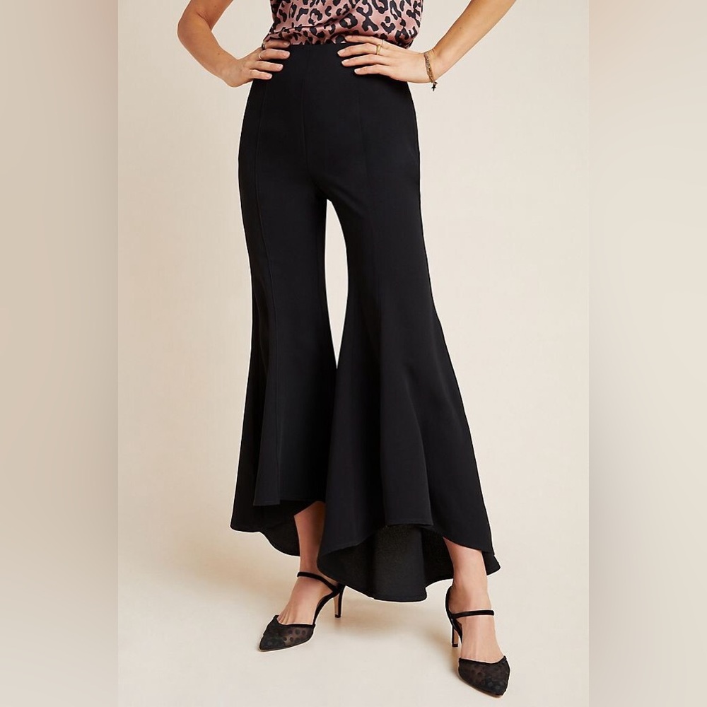 Anthropologie Zinnia Trousers Flare Pants NWOT US size 0 business casual black - Picture 2 of 12